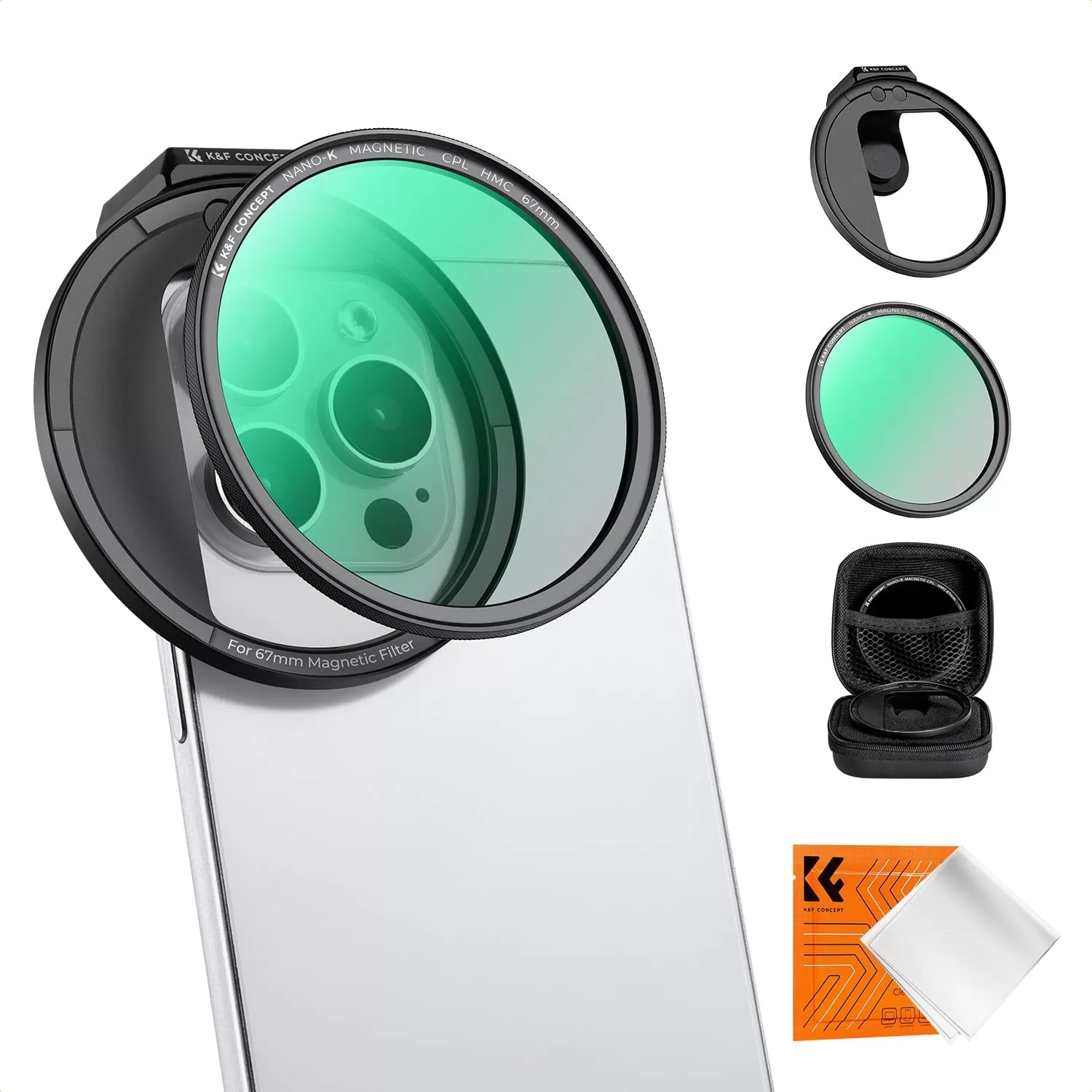 K&F Concept 67 mm CPL Magnetic Phone Lens Filter Kit - Dành cho điện thoại