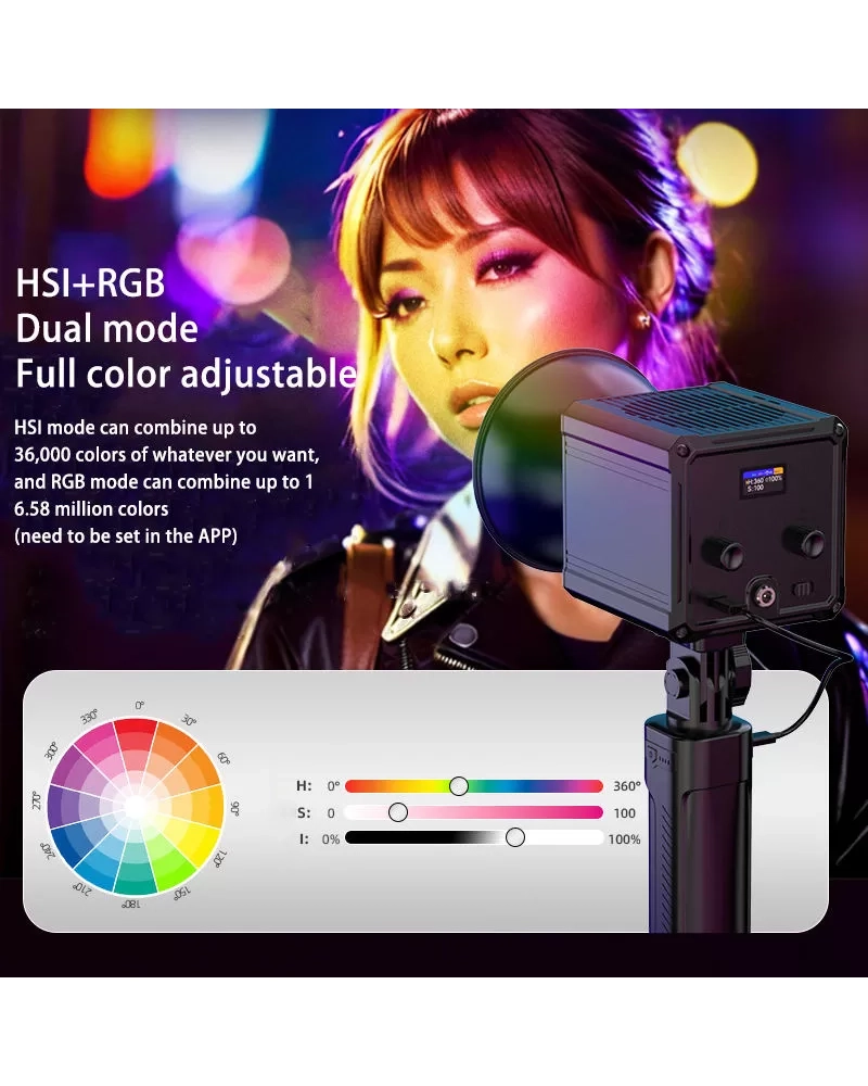 Đèn LED LIYADI 100W COB RGB – Pin tích hợp
