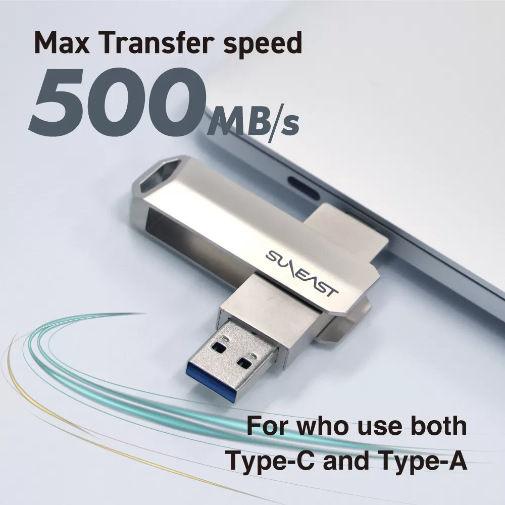 Ổ cứng SSD di động SunEast Revolve R5 256GB | 512GB | 1TB - tốc độ 500 MB/s, 2 cổng Type-A & Type-C