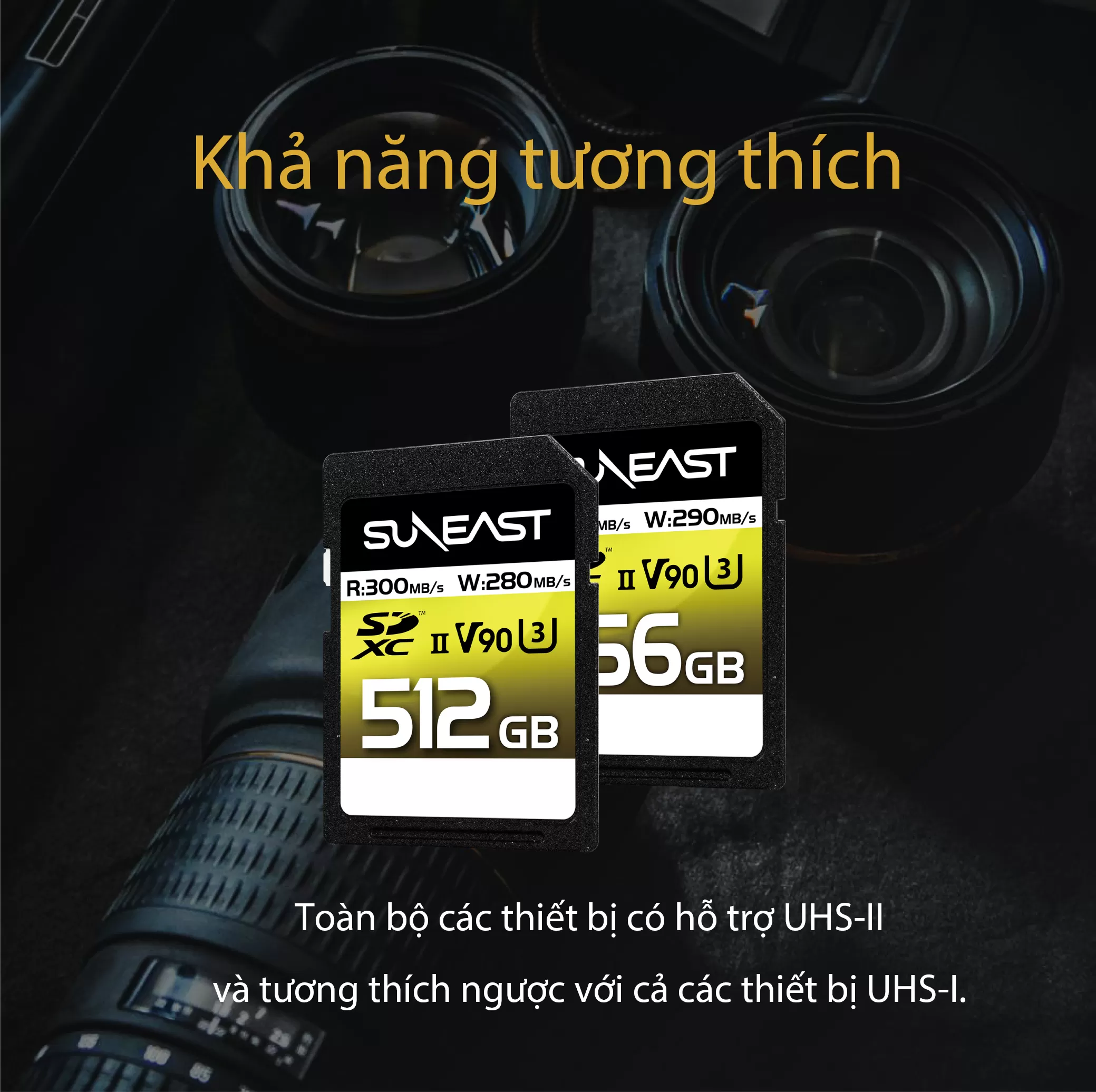 Thẻ nhớ SunEast SDXC 64GB | 128GB | 256GB Ultimate Pro UHS-II V90 - Tốc độ 300MB/s, hỗ trợ quay 8K+4K