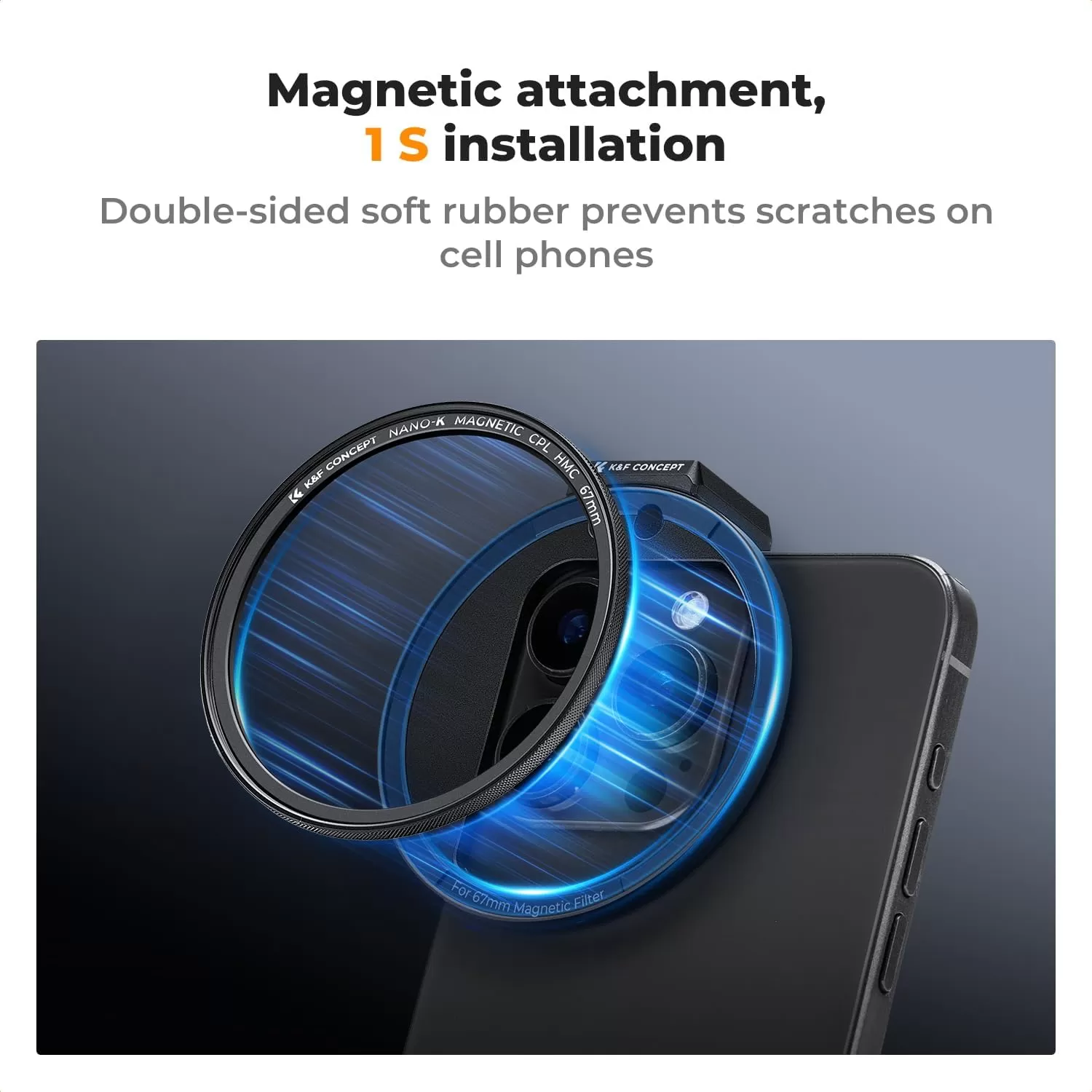K&F Concept 67 mm CPL Magnetic Phone Lens Filter Kit - Dành cho điện thoại