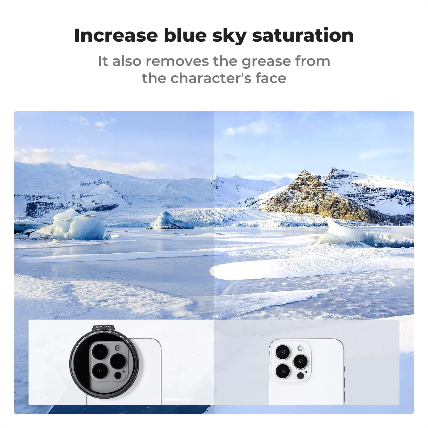 K&F Concept 67 mm CPL Magnetic Phone Lens Filter Kit - Dành cho điện thoại