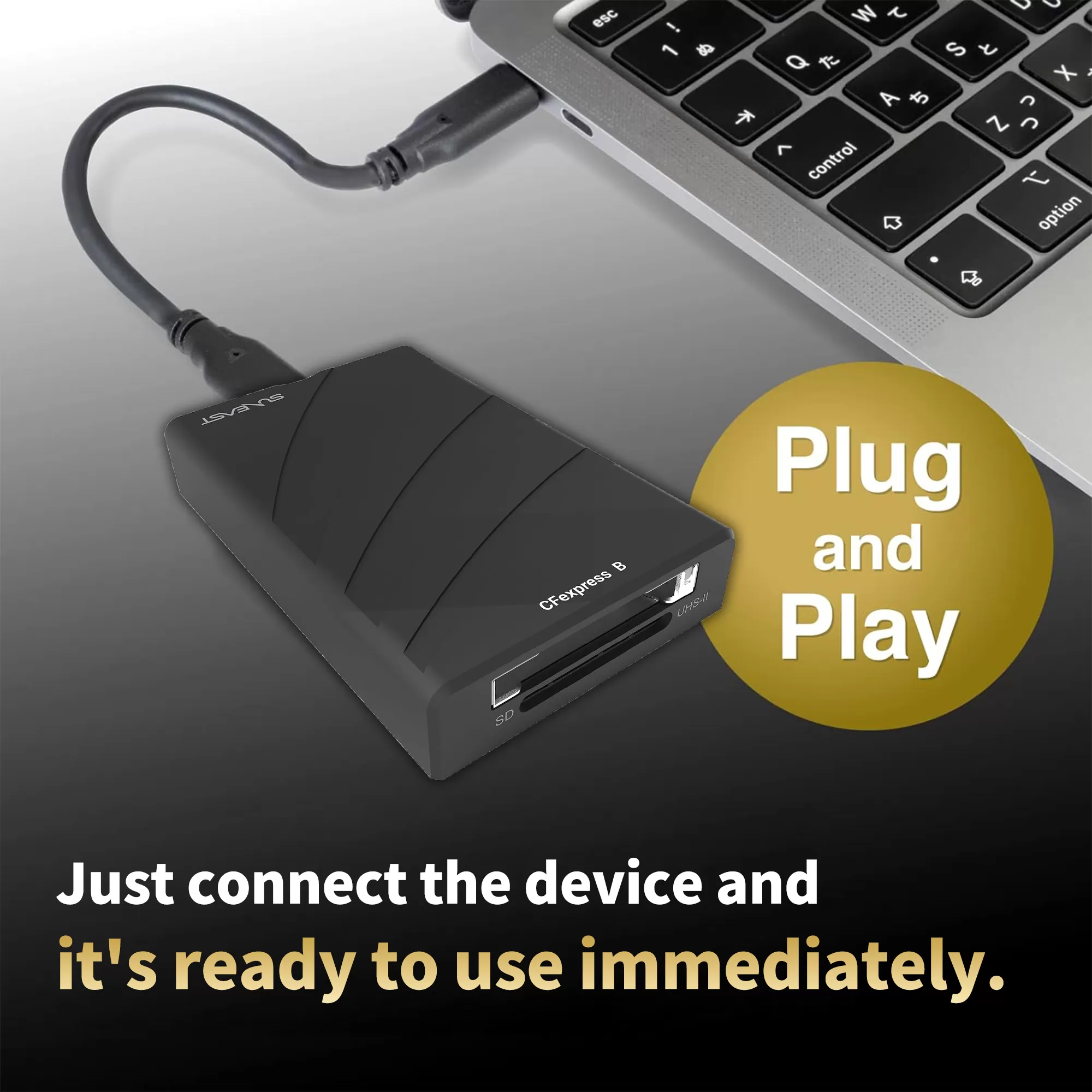 Đầu đọc thẻ/ Card reader SunEast CFexpress - B & SD tốc độ cao UHS-II (2 trong 1) - Cổng USB-C 3.2 và USB (A) 3.0