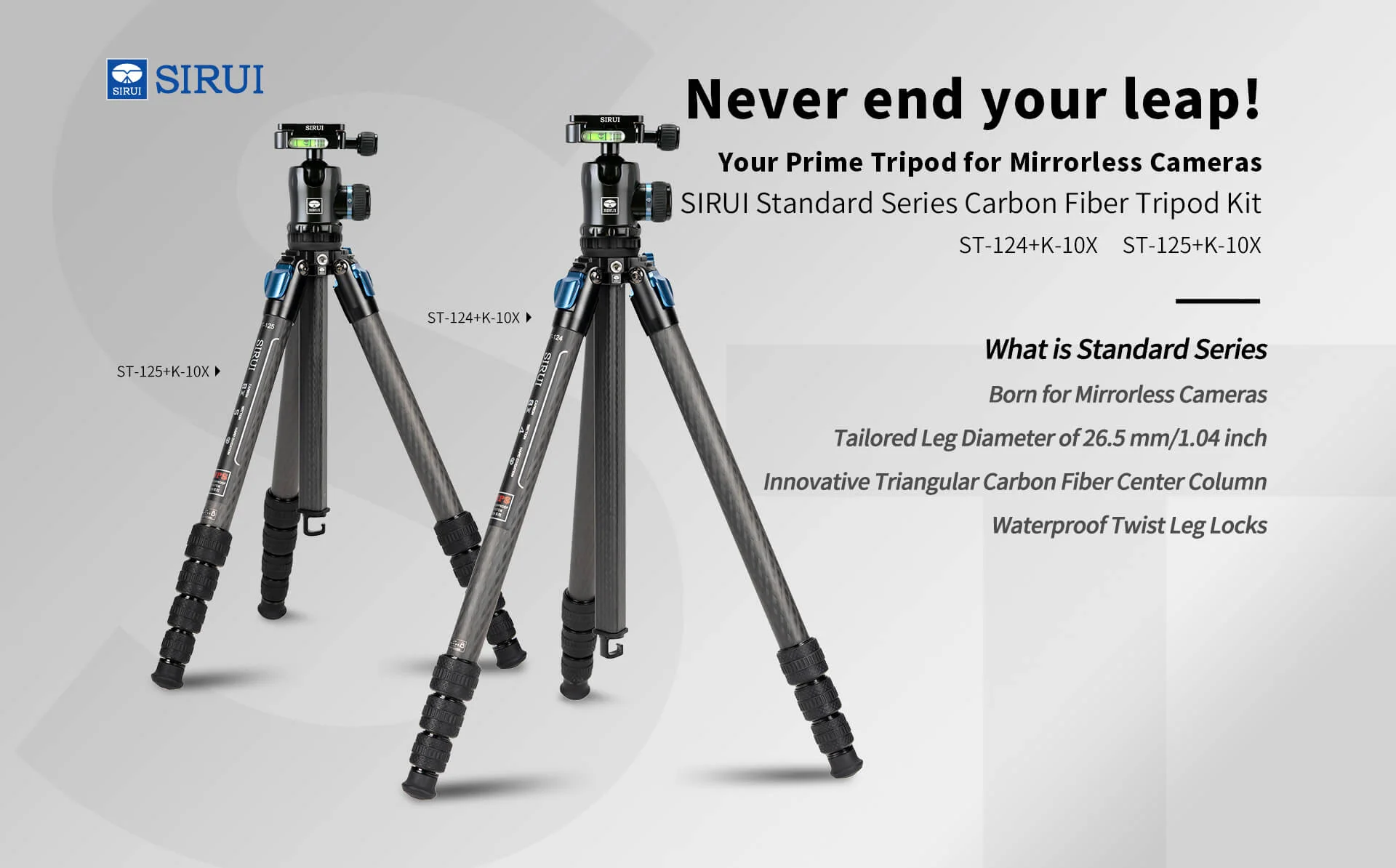 Chân máy ảnh SIRUI ST-124 + ballhead K10X (Carbon-fiber)