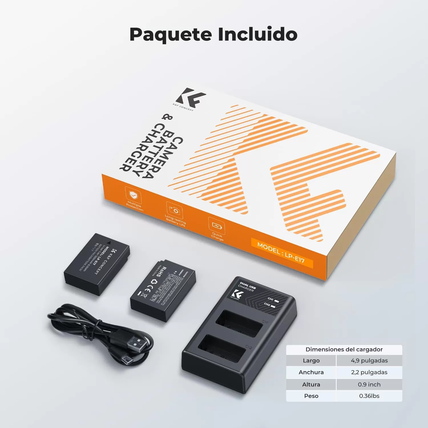 Bộ pin sạc K&F Concept cho Canon LP-E17 (2 pin 1 sạc đôi)