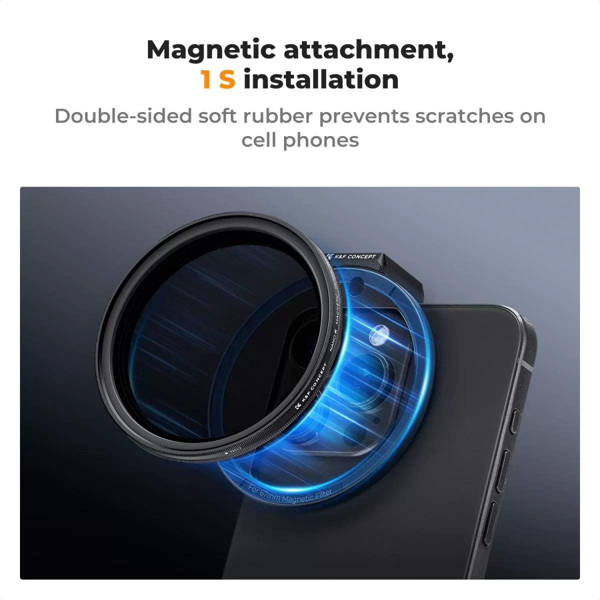 K&F Concept 67 mm Magnetic Variable ND2‑32 cho điện thoại smartphone