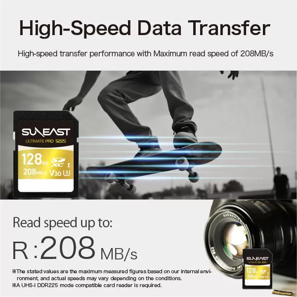 Thẻ nhớ SunEast SDXC 128GB | 256GB | 512GB S225 Series V30 – Tốc độ đến 208MB/s, quay video 4K