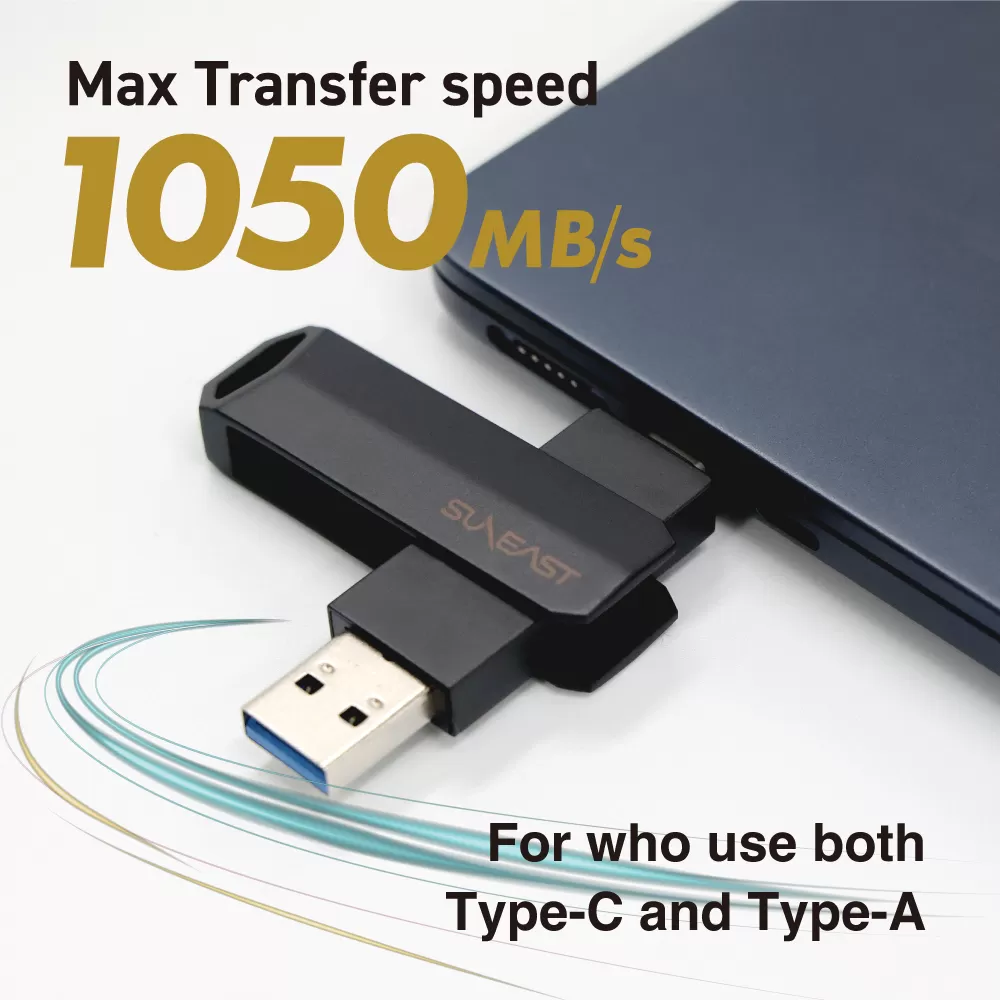 Ổ cứng SunEast SSD di động Revolve R10 512GB | 1TB - USB Type C + Type A 3.2 Gen2, tốc độ 1050 MB/s