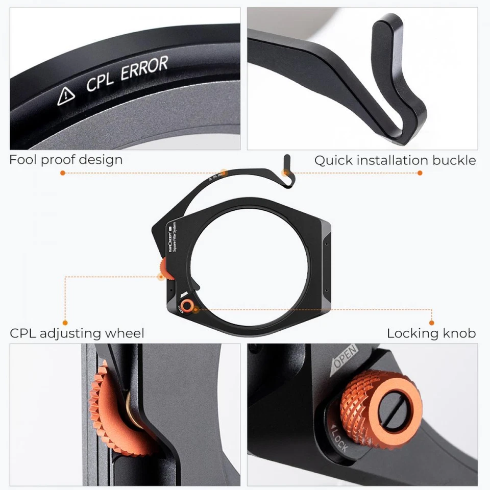 Bộ K&F Concept Holder M10 X-PRO Square Filter Holder+ Filter CPL 95mm +4 Ring adapter