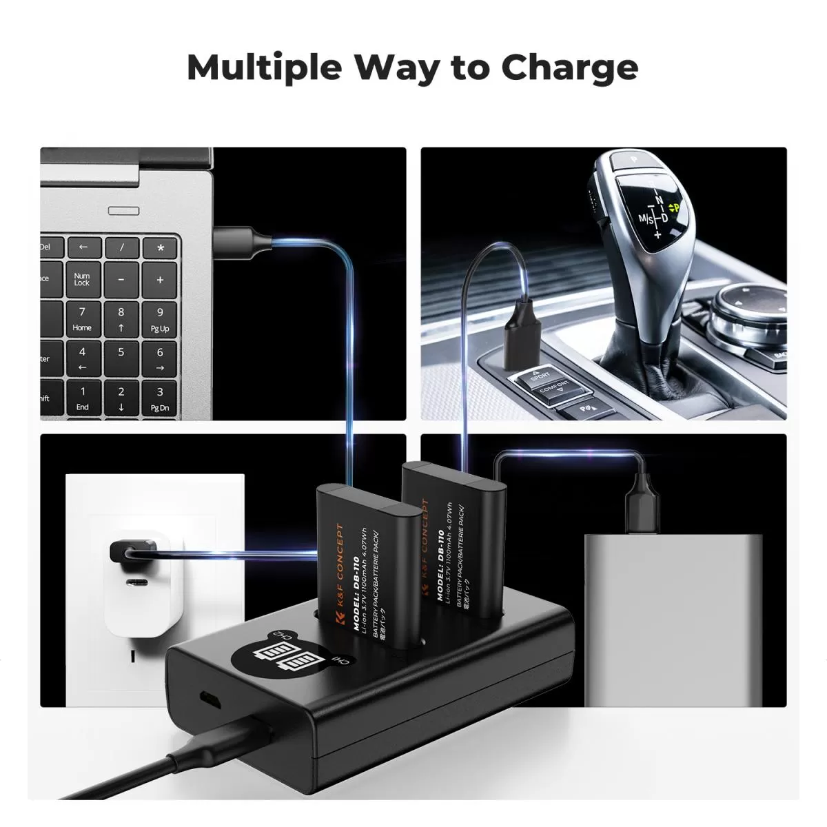 Bộ Pin và sạc K&F Concept DB‑110