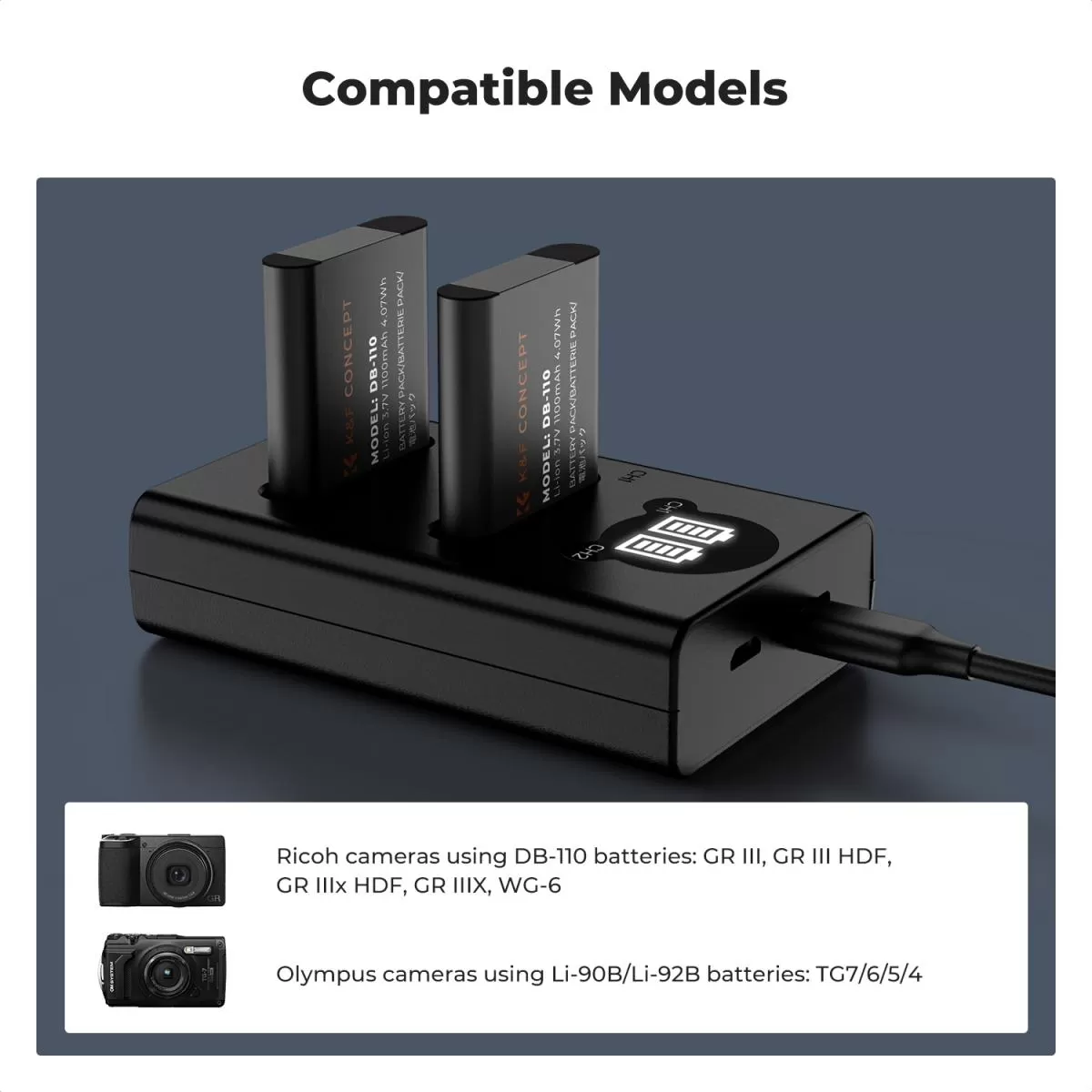 Bộ Pin và sạc K&F Concept DB‑110