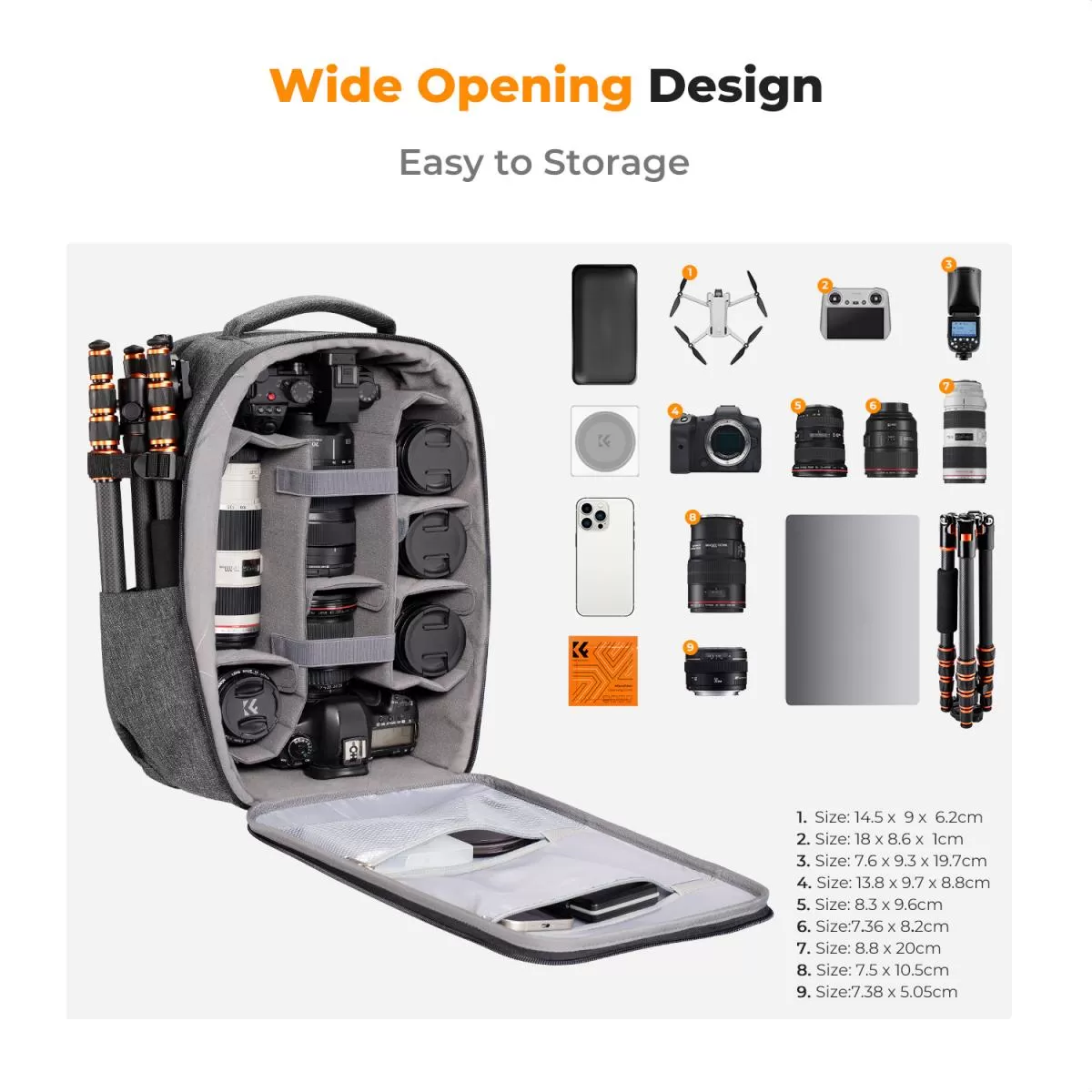 Ba lô K&F Concept đựng máy ảnh Hard‑Shell KF13.134