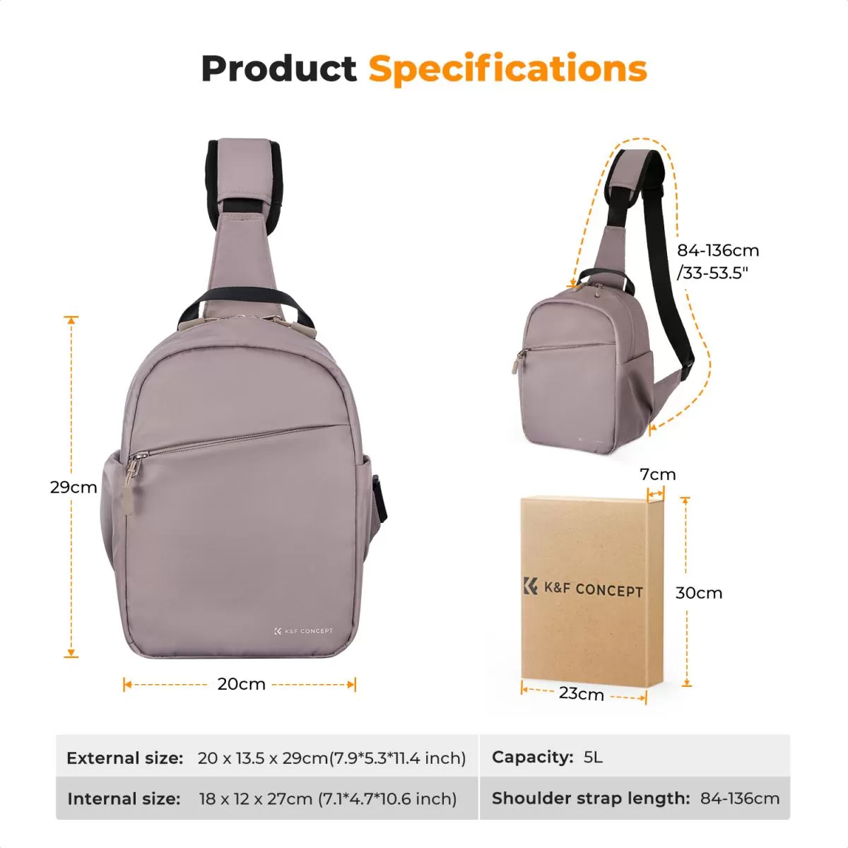 Ba lô đeo chéo K&F Concept Camera Sling Bag 5L
