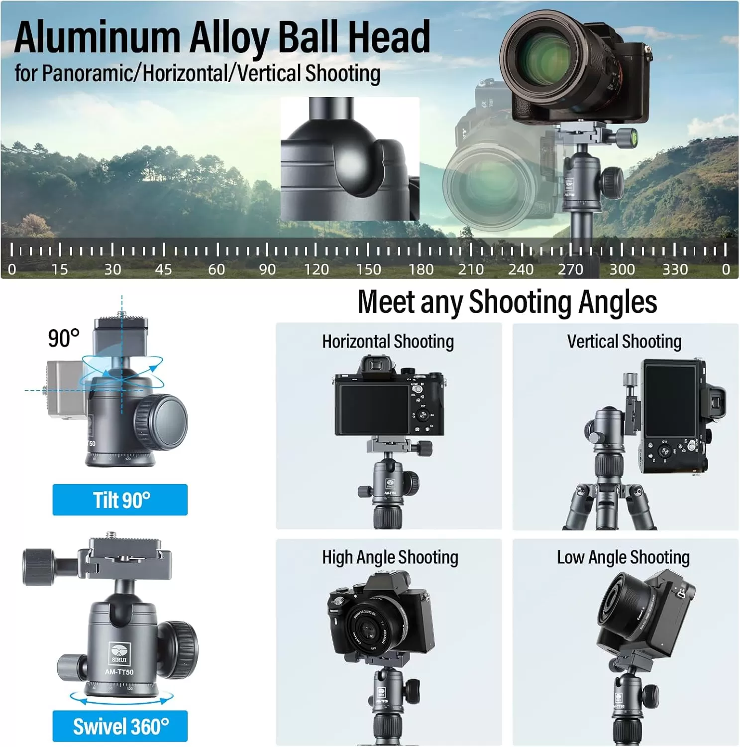 Chân máy Sirui mini AM-TT50 chân máy nhỏ gọn, tải trọng 10kg