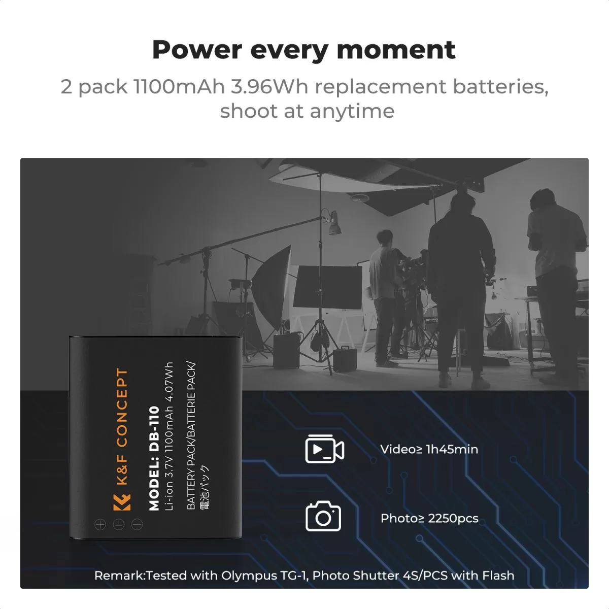 Bộ Pin và sạc K&F Concept DB‑110