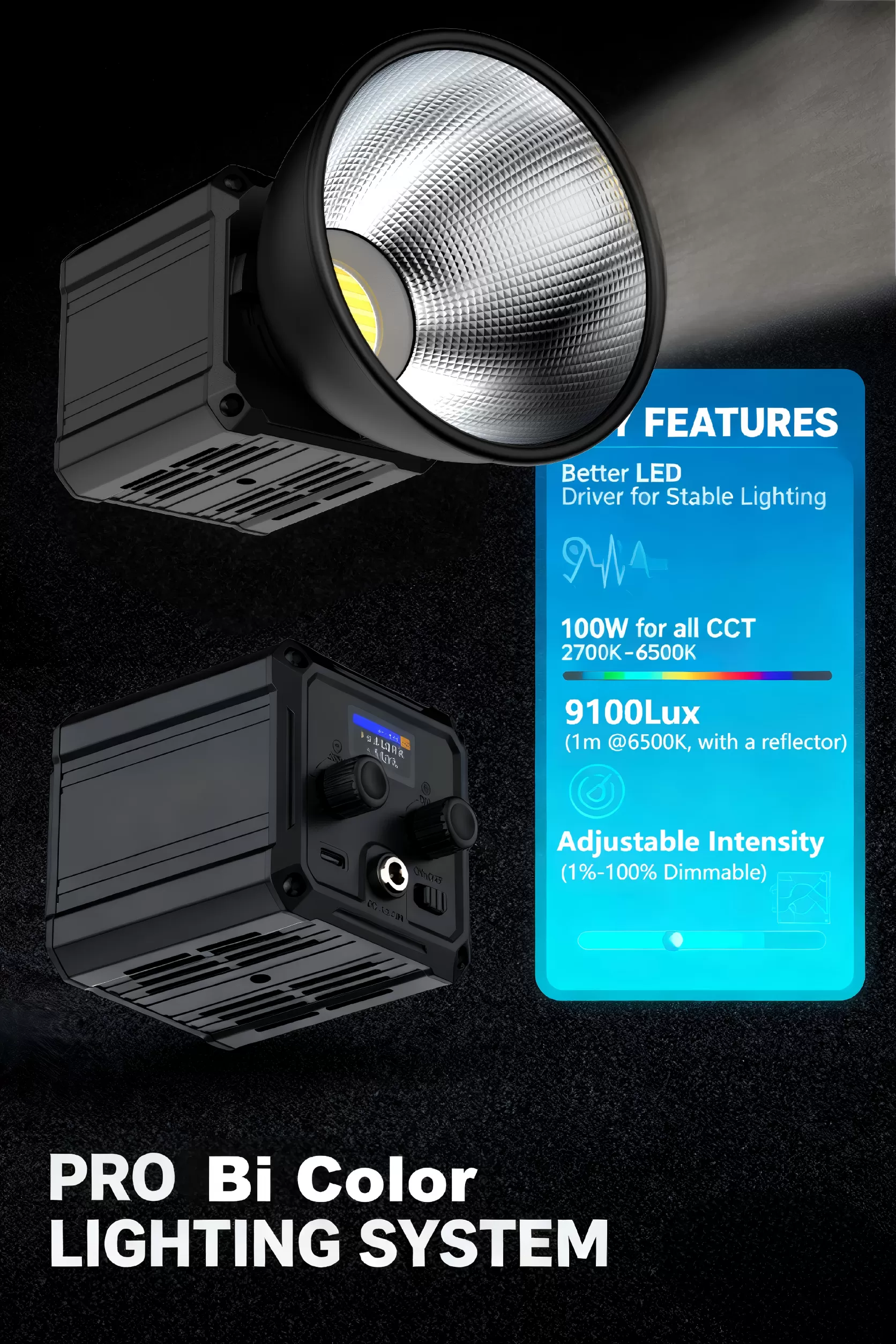 Đèn LED Video LIYADI 60W COB Bi-Color