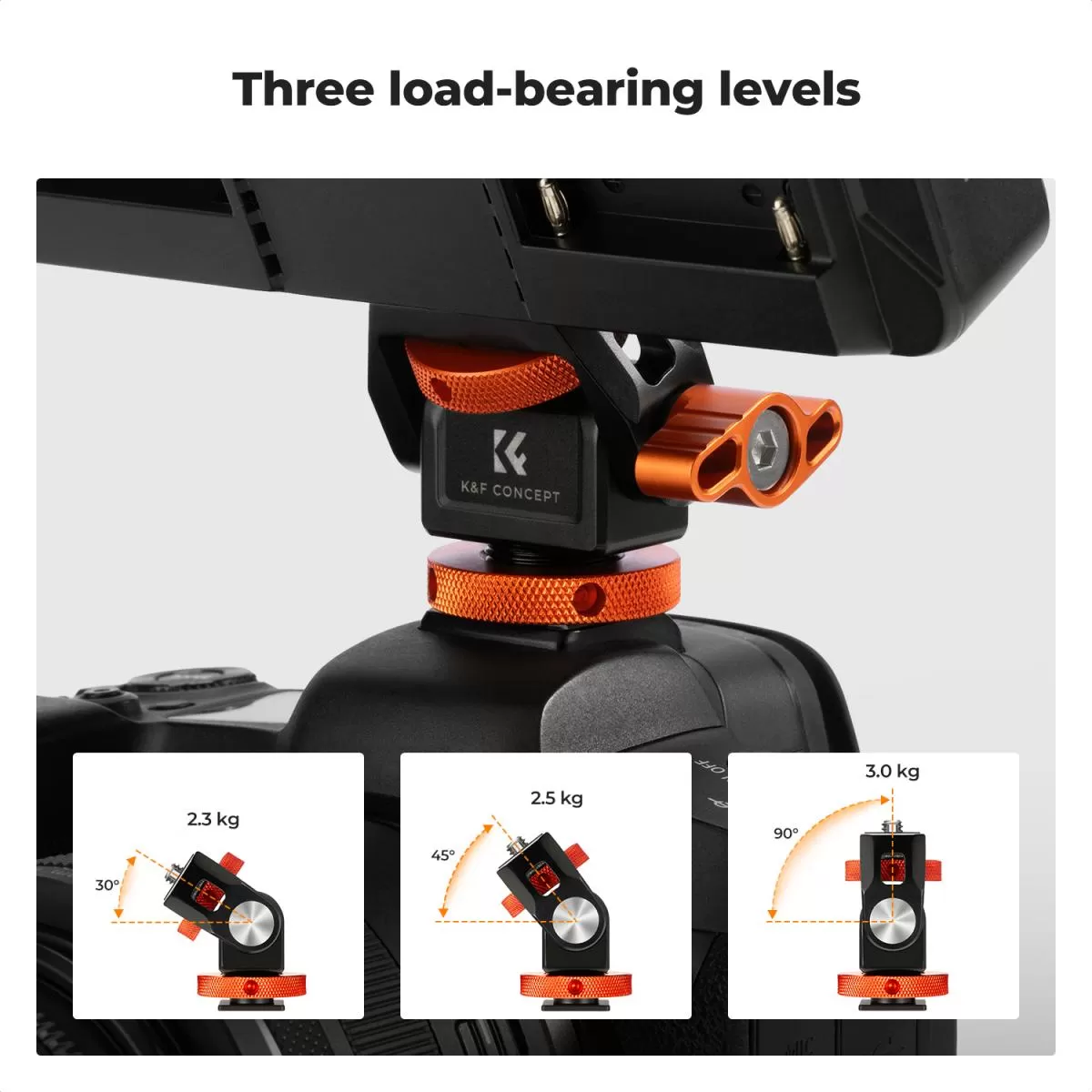 Giá đỡ K&F Concept cho màn hình quay phim xoay và nghiêng linh hoạt kèm đế cold shoe