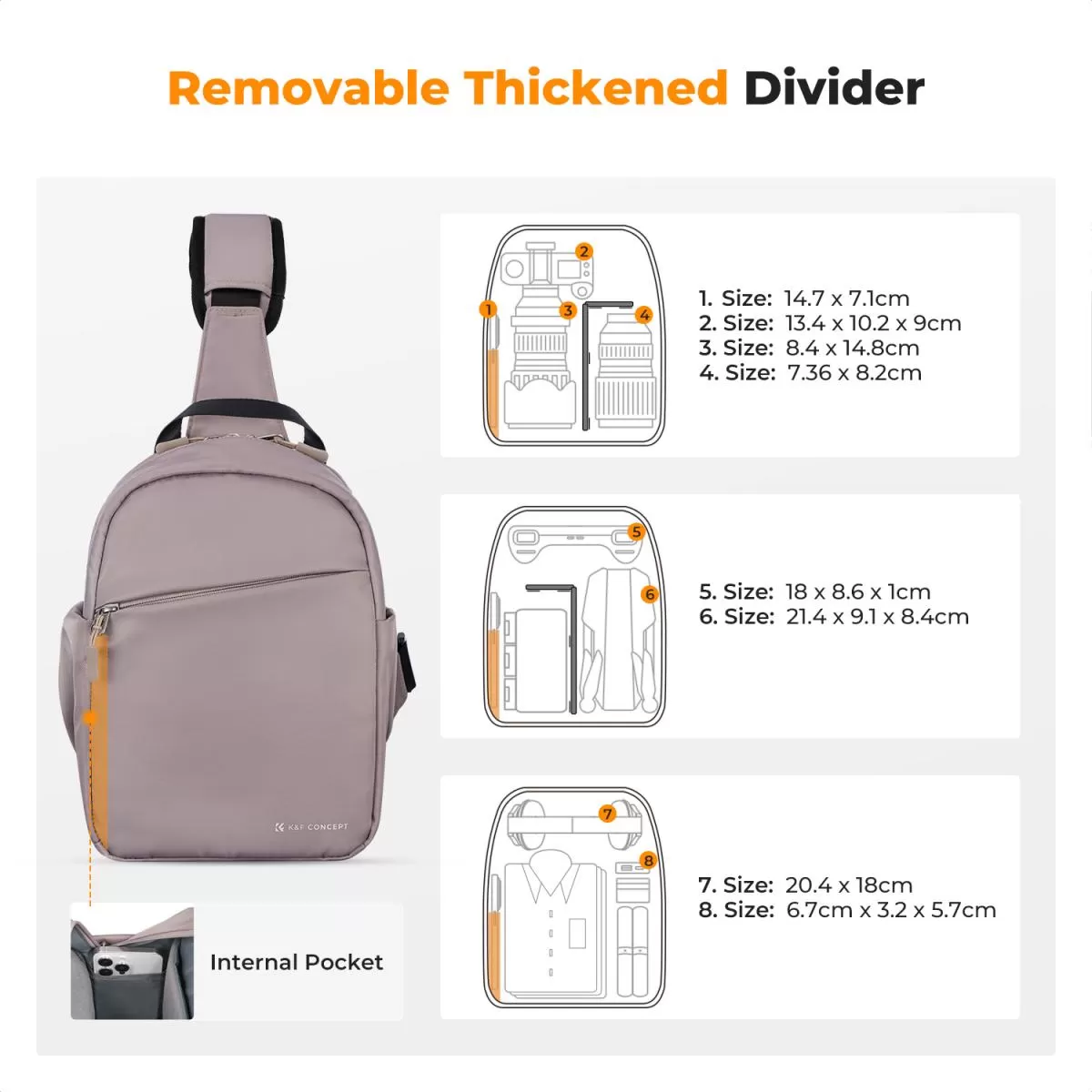 Ba lô đeo chéo K&F Concept Camera Sling Bag 5L