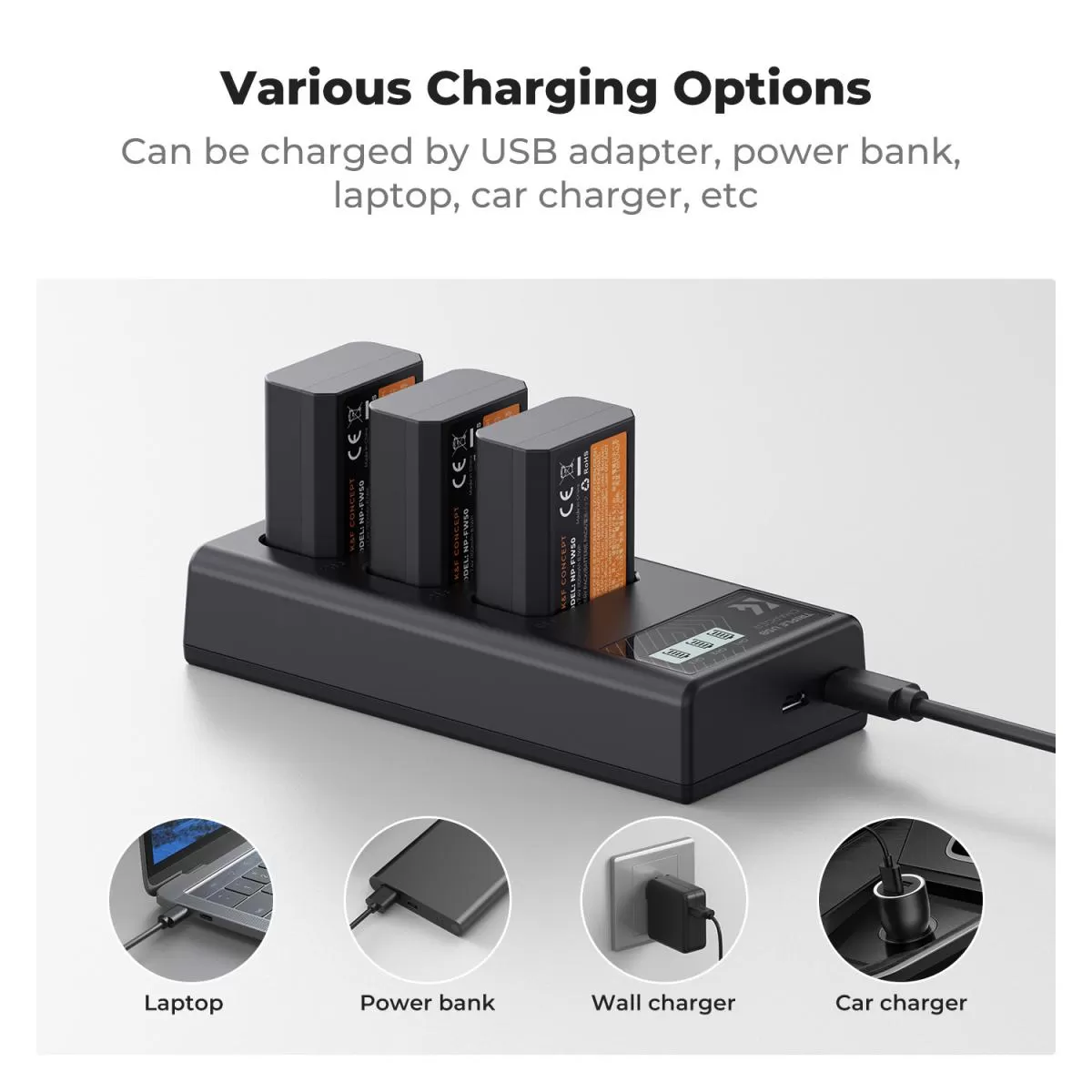 Bộ sạc 3 pin K&F Concept dùng cho pin Sony NP-FW50 - KF28.0060