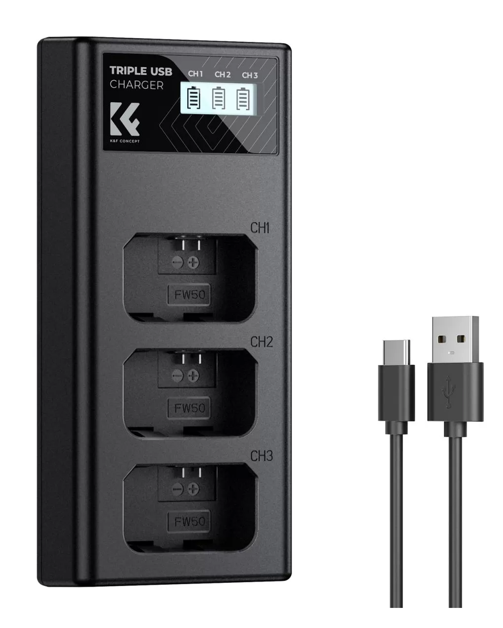 Bộ sạc 3 pin K&F Concept dùng cho pin Sony NP-FW50 - KF28.0060