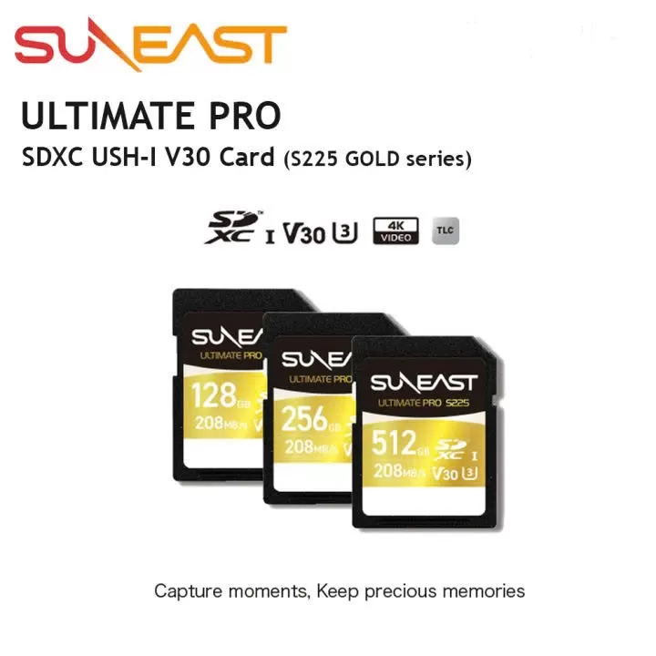 Thẻ nhớ SDXC SunEast dung lượng 128GB | 256GB | 512GB - V30 S225 Series, tốc độ đến 208MB/s