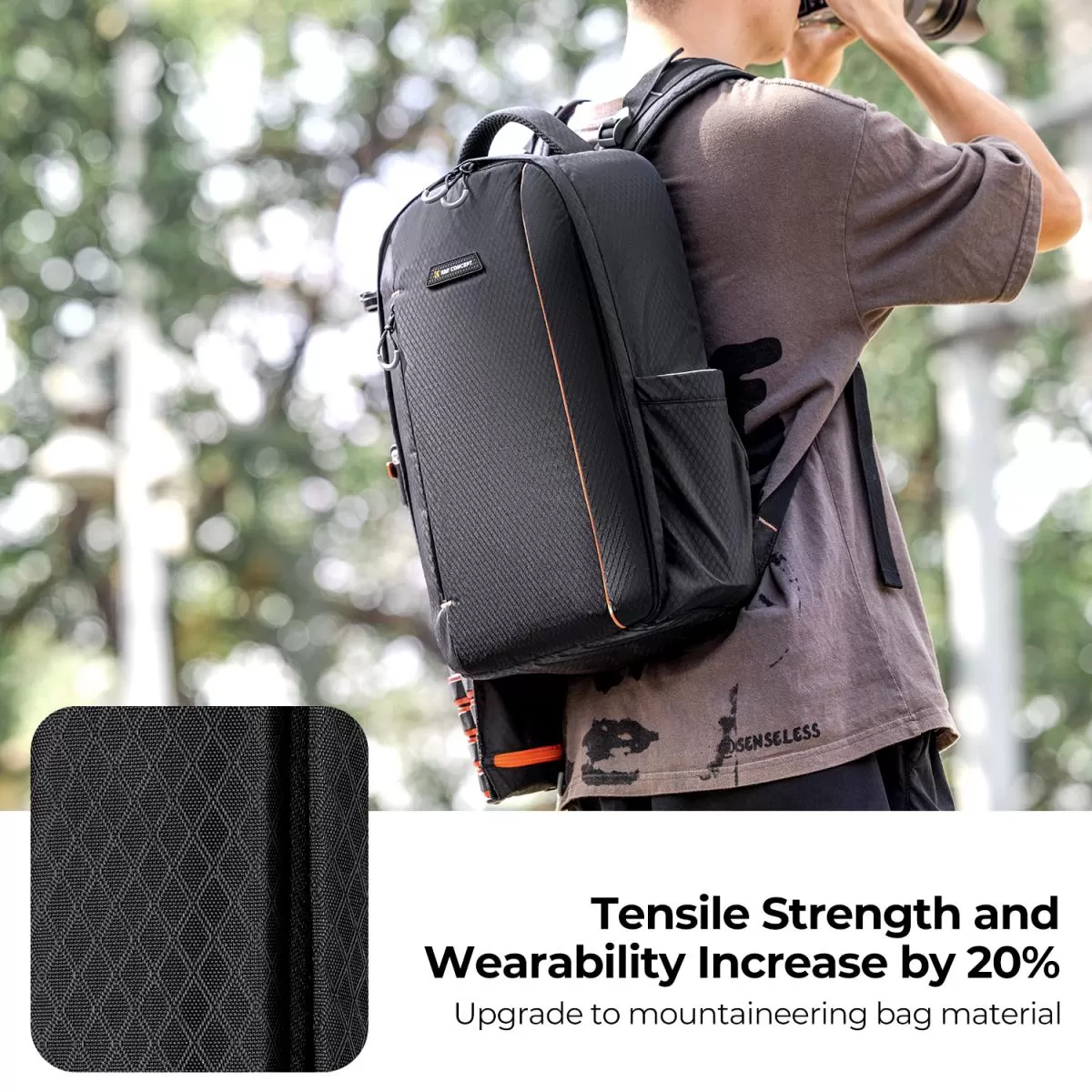 Ba lô đựng máy ảnh K&F Concept 18L Nature Wander 05 - Màu đen cam - KF13.140