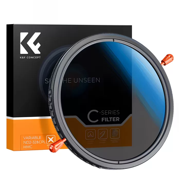 Filter K&F Concept Nano-C Variable ND2~ND32 & CPL, sử dụng loại kính đặc biệt, không bị hiệu ứng chữ X, phủ xanh 18 lớp - KF01.2599