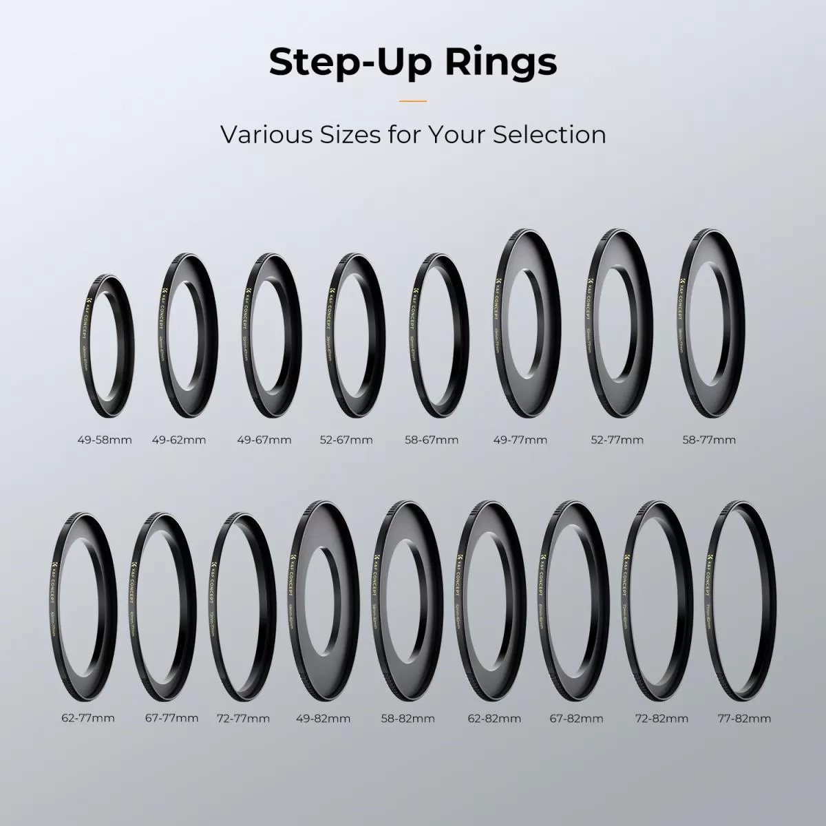 Vòng chuyển đổi filter K&F Concept (step-up ring) bằng đồng - KF05.314