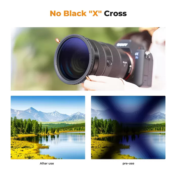 Filter K&F Concept Nano-C Variable ND2~ND32 & CPL, sử dụng loại kính đặc biệt, không bị hiệu ứng chữ X, phủ xanh 18 lớp - KF01.2599