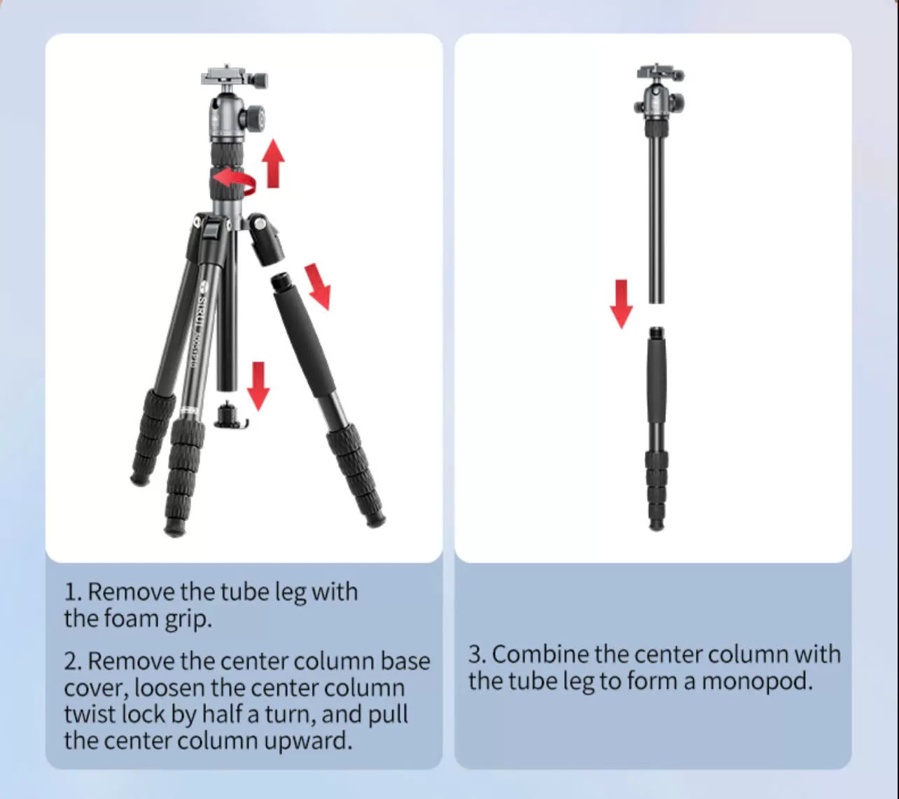 Chân Máy Ảnh SIRUI A005 + Đầu Bi P10 Cao 1.55m – Tripod Chuyên Nghiệp Cho Máy Ảnh Mirrorless & Điện Thoại
