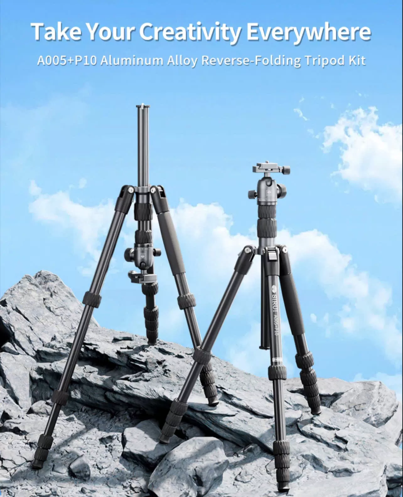 Chân Máy Ảnh SIRUI A005 + Đầu Bi P10 Cao 1.55m – Tripod Chuyên Nghiệp Cho Máy Ảnh Mirrorless & Điện Thoại